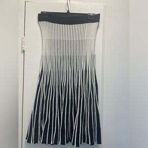 Black and White Striped Knit Skirt
